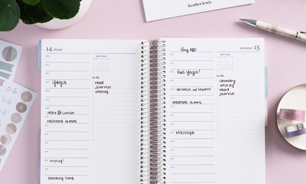 Erin Condren Best Self-Care Tips and Tools - reduce stress by planning on paper